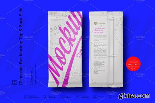 CreativeMarket - Chocolate Bar Mockup Top & Back Side View 3796116