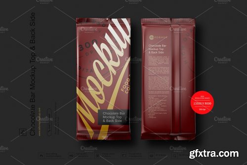 CreativeMarket - Chocolate Bar Mockup Top & Back Side View 3796116