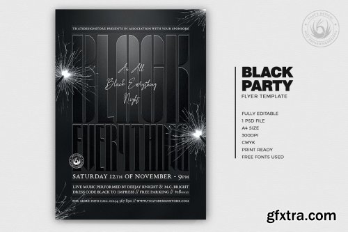 CreativeMarket - Black Party Flyer Template V5 3814141