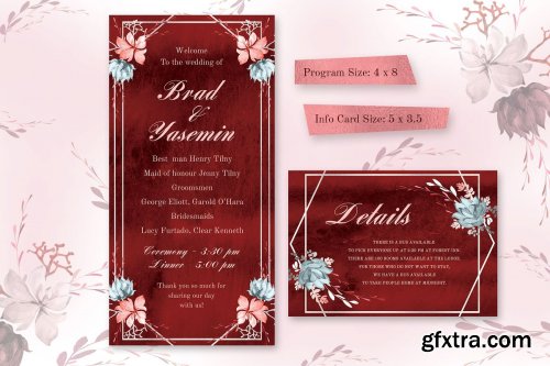 CreativeMarket - Marsala Watercolor Wedding Suite 3718637