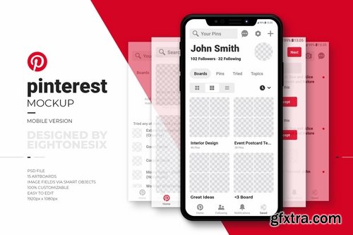 Pinterest Mobile Mock-Up Template