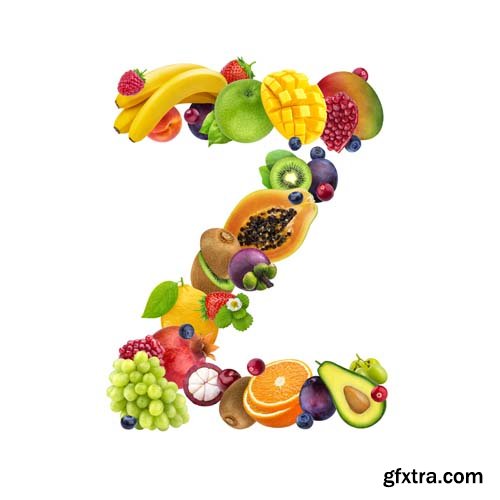 Fruits Letters Isolated - 26xJPGs