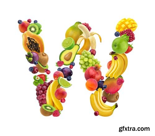 Fruits Letters Isolated - 26xJPGs