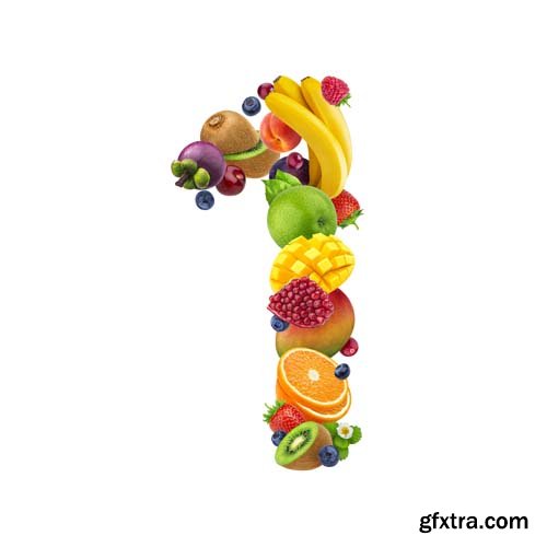 Fruits Numbers Isolated - 10xJPGs