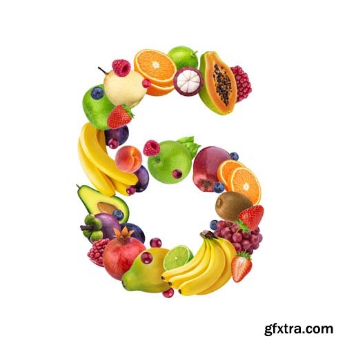 Fruits Numbers Isolated - 10xJPGs