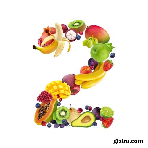 Fruits Numbers Isolated - 10xJPGs