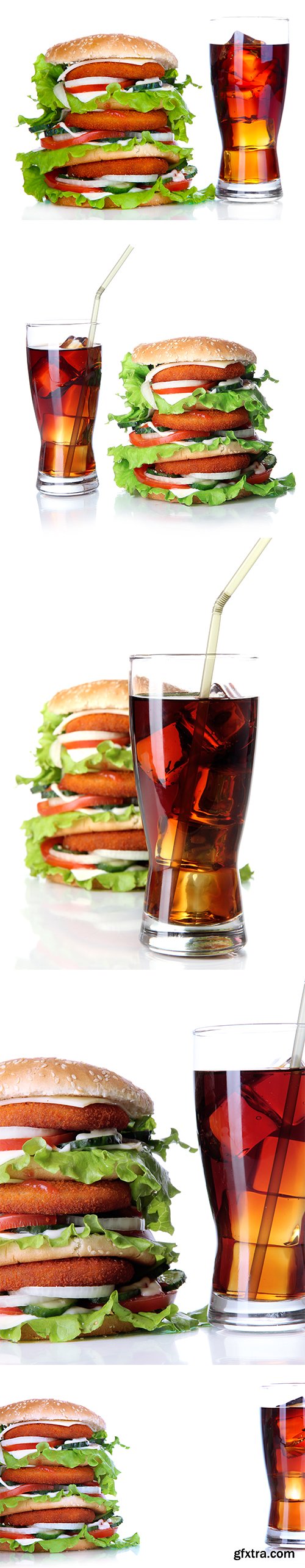 Huge Burger And Cola Isolated - 7xJPGs