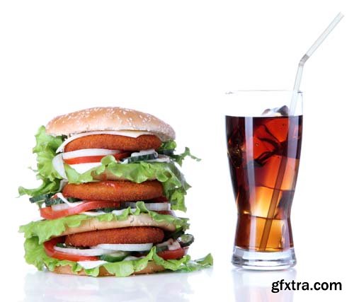 Huge Burger And Cola Isolated - 7xJPGs