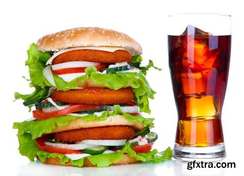 Huge Burger And Cola Isolated - 7xJPGs