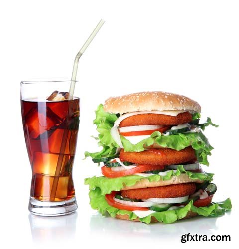 Huge Burger And Cola Isolated - 7xJPGs