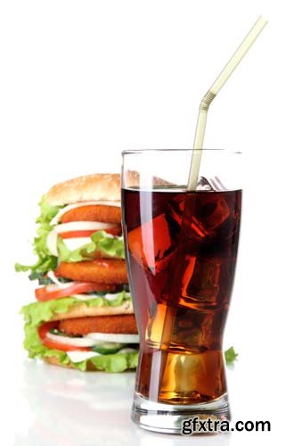 Huge Burger And Cola Isolated - 7xJPGs