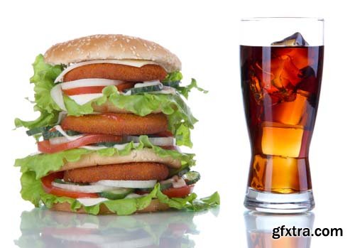 Huge Burger And Cola Isolated - 7xJPGs