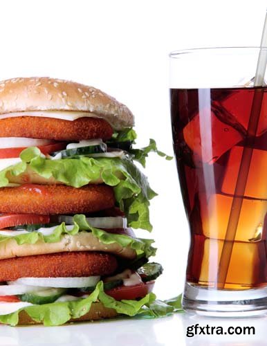 Huge Burger And Cola Isolated - 7xJPGs