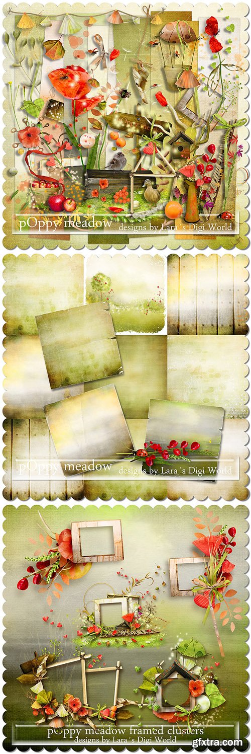 Scrap Kit - Poppy Meadow (Elements, Papers, Alpha)