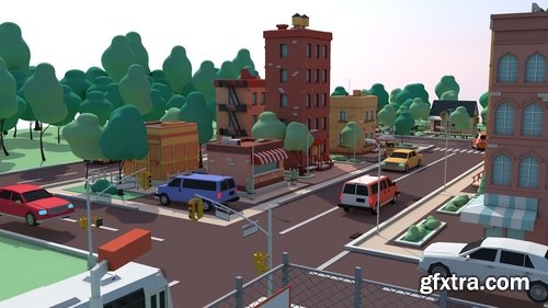 Cgtrader - Cartoon Low Poly American Dream City Pack Low-poly 3D model