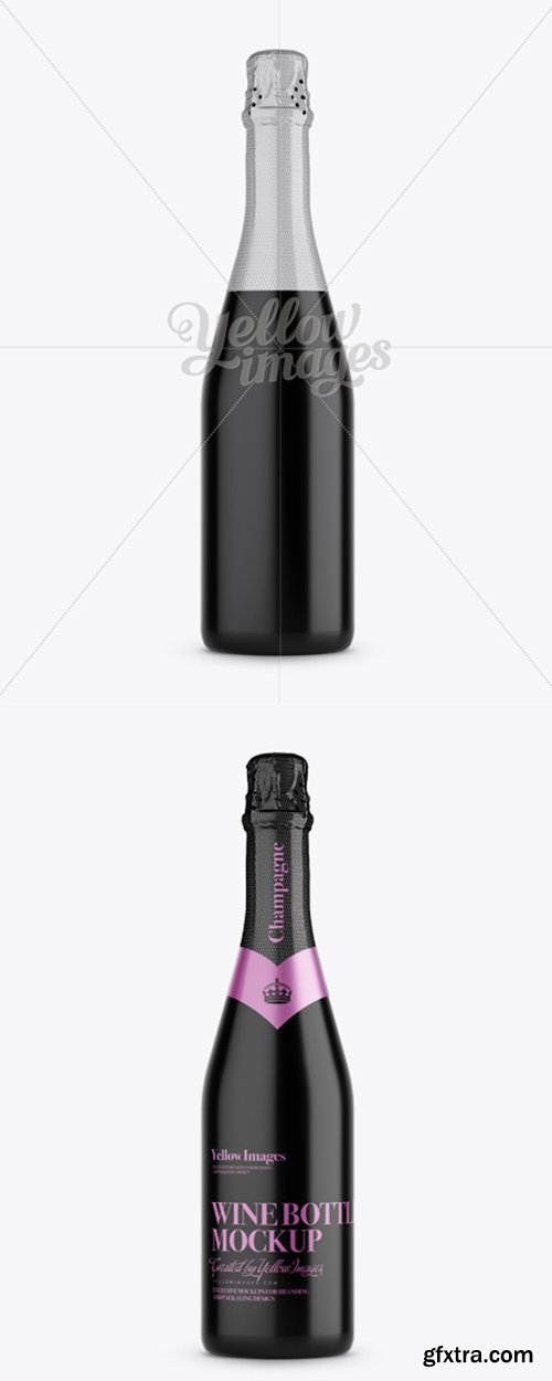 Black Matte Champagne Bottle HQ Mockup - Front View 12510