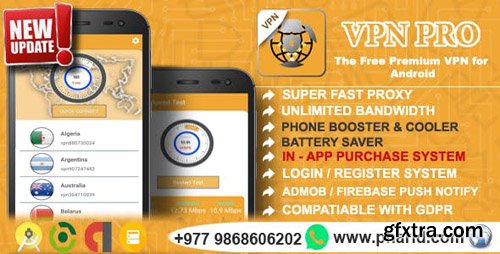 CodeCanyon - VPN Pro 2019 v1.5 - Android Free Pro VPN | In-App Purchase, Admin Panel, Login/Register, Admob, Firebase - 23185110