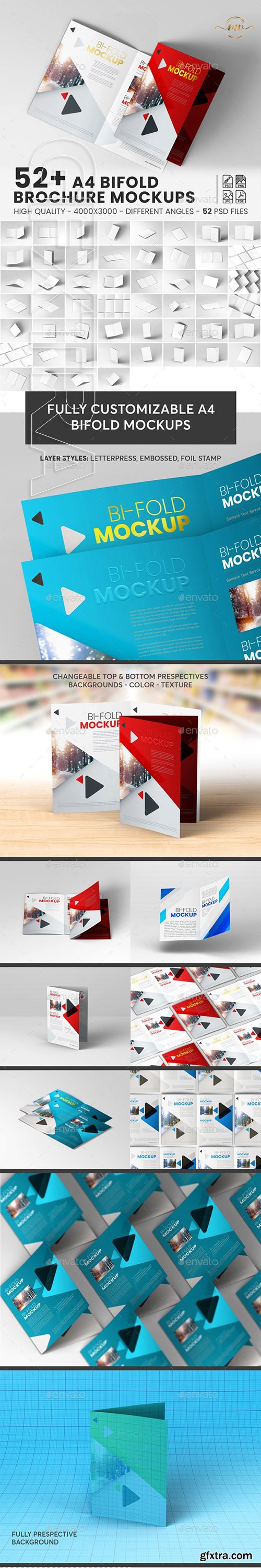 GraphicRiver - 52+ A4 Bifold, Brochure Mockup Bundle 23644161