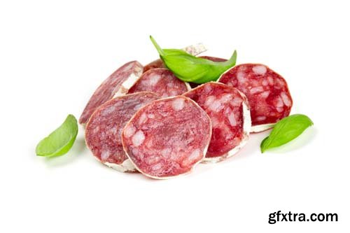 Sliced Salami Isolated - 10xJPGs