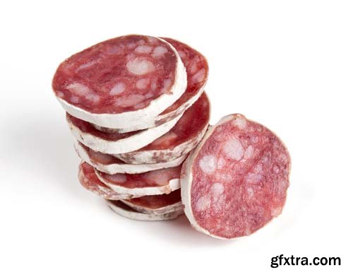 Sliced Salami Isolated - 10xJPGs