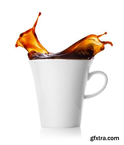Splash Of Cup In Coffee Isolated - 10xJPGs