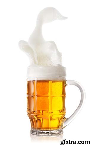 Splash Of Glass In Beer Isolated - 10xJPGs