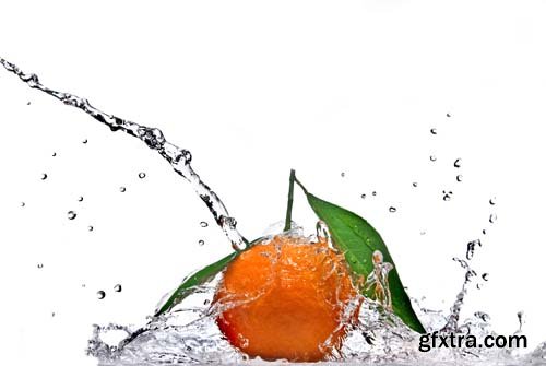 Water Splash On Mandarin Isolated - 10xJPGs