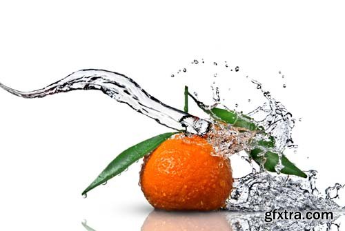 Water Splash On Mandarin Isolated - 10xJPGs