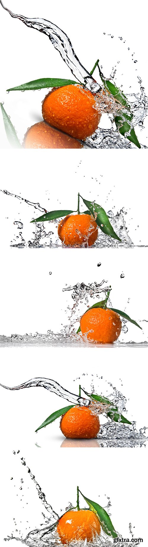 Water Splash On Mandarin Isolated - 10xJPGs