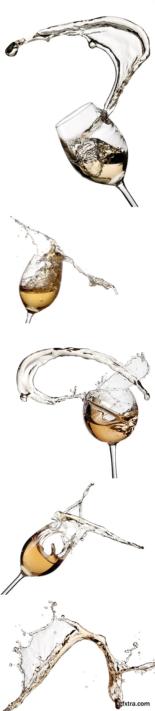 White Wine Splash Isolated - 5xJPGs