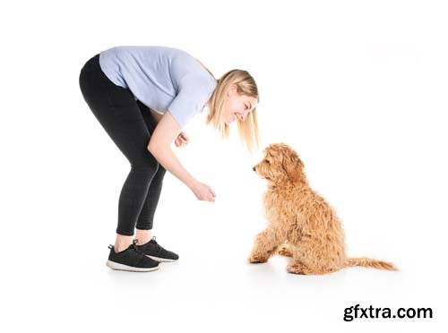 Woman With His Dog Isolated - 8xJPGs