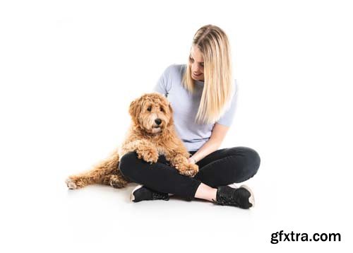 Woman With His Dog Isolated - 8xJPGs