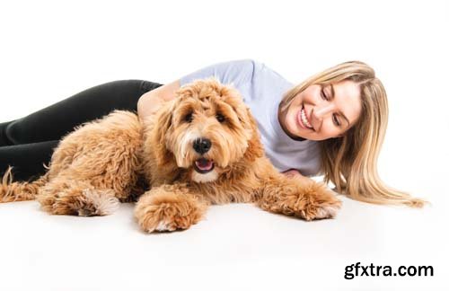 Woman With His Dog Isolated - 8xJPGs