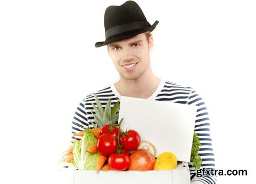 Young Man With Holding Shopping Bag Isolated - 10xJPGs