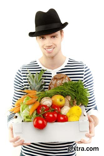 Young Man With Holding Shopping Bag Isolated - 10xJPGs