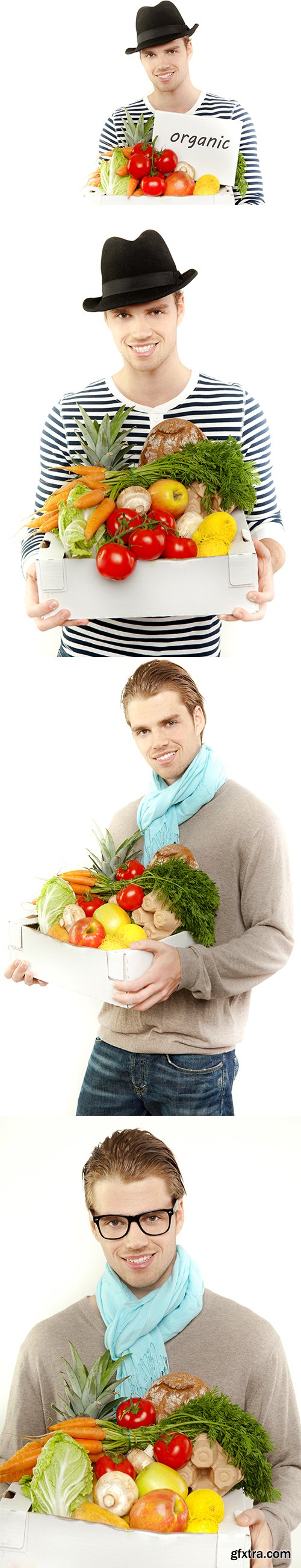 Young Man With Holding Shopping Bag Isolated - 10xJPGs