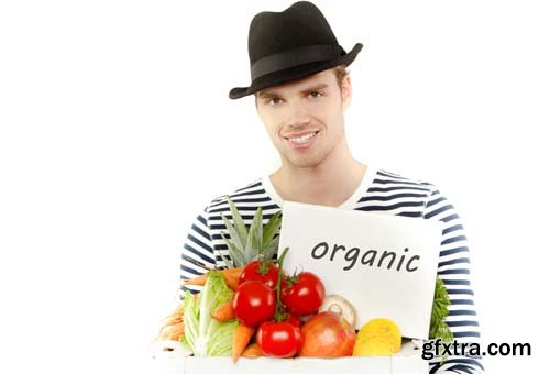 Young Man With Holding Shopping Bag Isolated - 10xJPGs