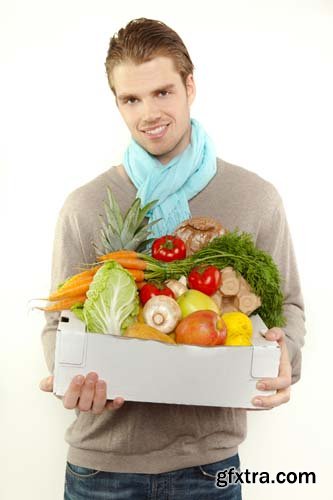 Young Man With Holding Shopping Bag Isolated - 10xJPGs