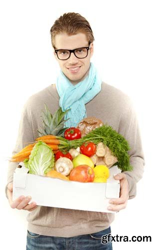 Young Man With Holding Shopping Bag Isolated - 10xJPGs