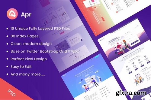 APR - Tech, Digital, Product Landing PSD Template