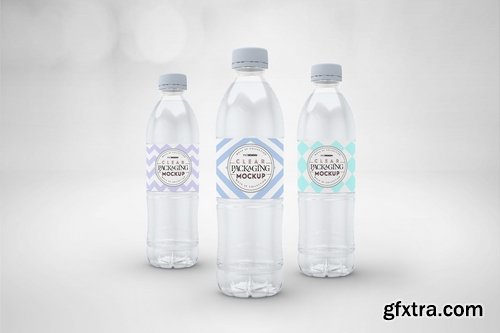 Clear Bottle Set Packaging Mockup