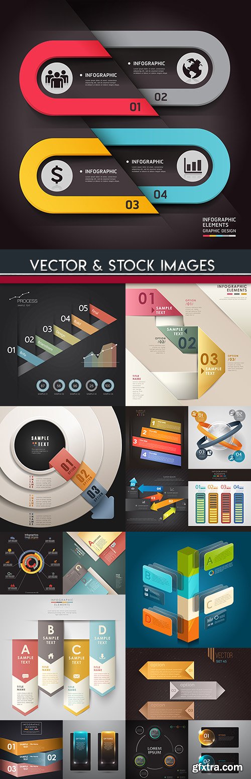 Business infographics options elements collection 64