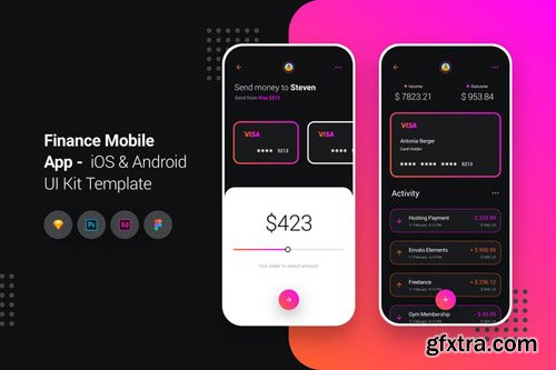 Finance Mobile App iOS & Android UI Kit Template