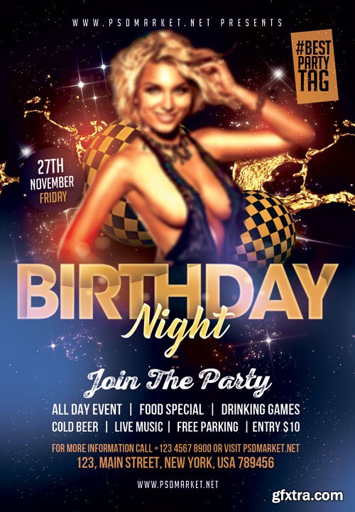 BIRTHDAY NIGHT FLYER – PSD TEMPLATE