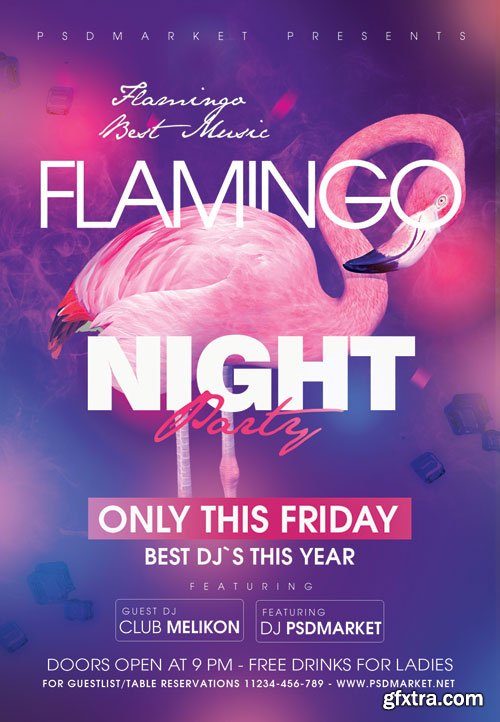 FLAMINGO NIGHT FLYER – PSD TEMPLATE