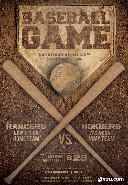 BASEBALL GAME – PREMIUM FLYER PSD TEMPLATE