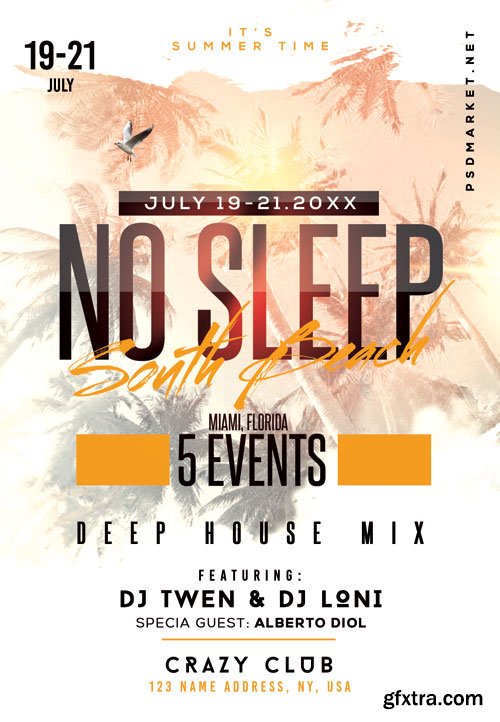 BEACH DEEP HOUSE FLYER – PSD TEMPLATE