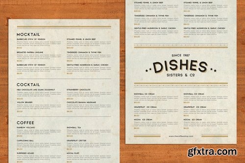 Vintage Food Menu