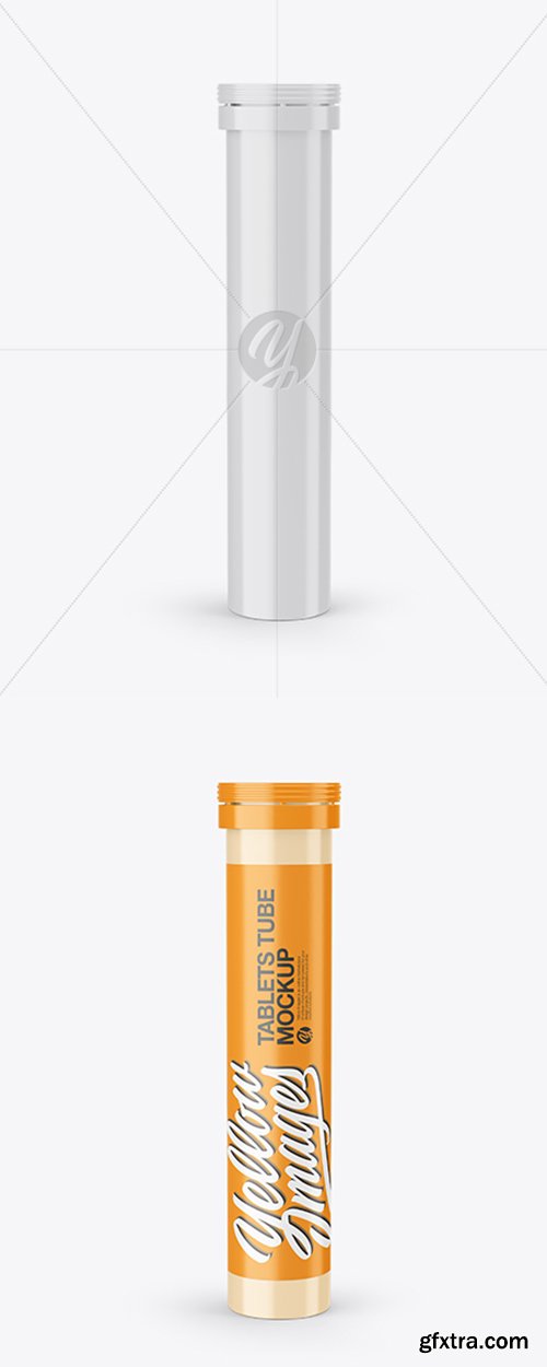 Glossy Plastic Tube With Tablets Mockup 43121