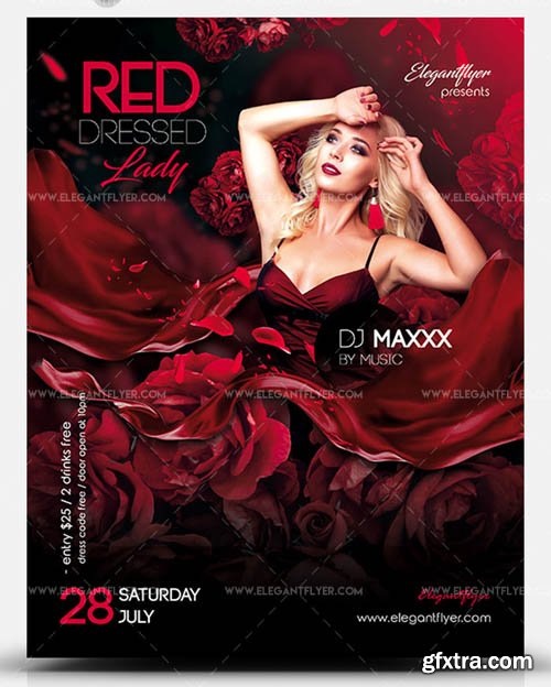 Red Dressed Lady V1 2019 PSD Flyer Template